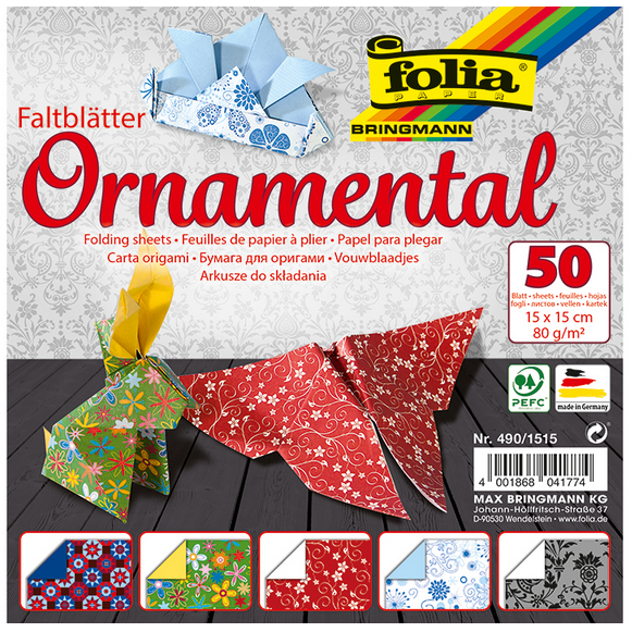 Origamipaperit 50arkkia, koko 15cm x15cm
