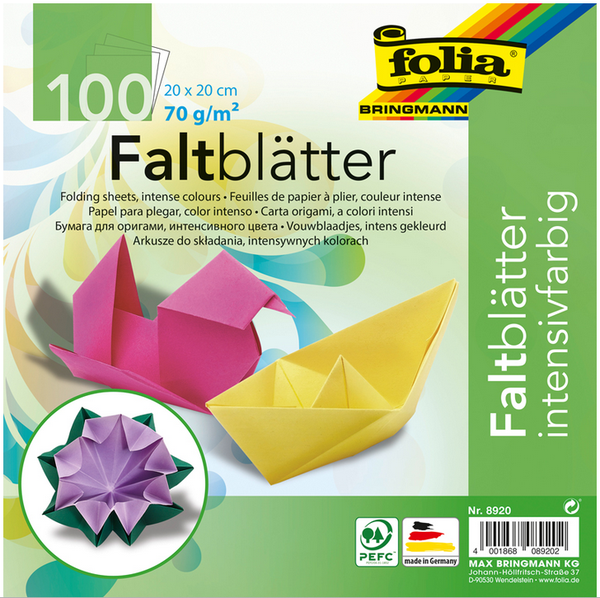 Origamipaperit 100 arkkia, koko 20cm x 20cm